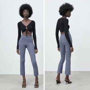 NWT - Zara Vichi Checkered Leggings High-rise Mini Flare